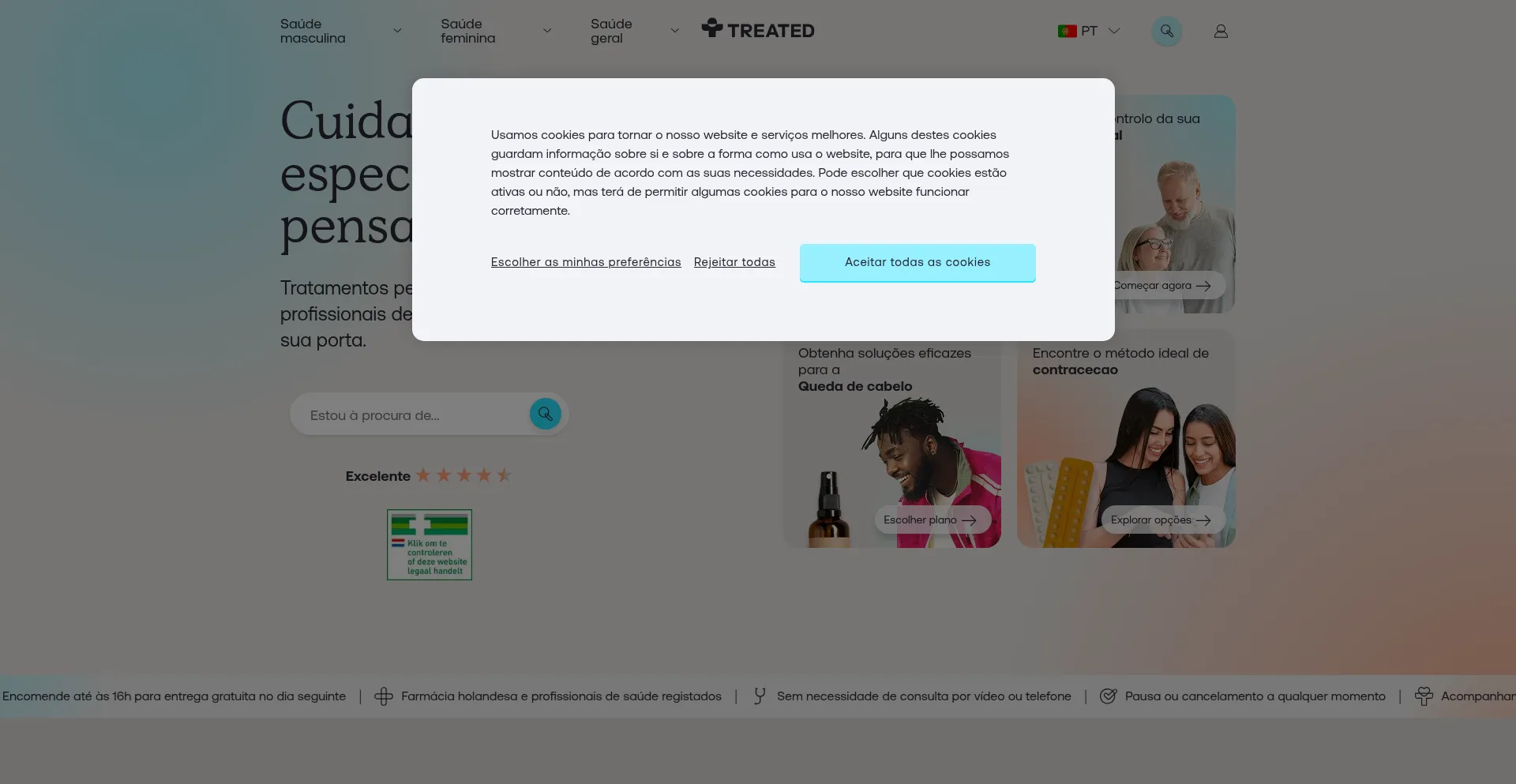 Website screenshot of Pt.treated.com
