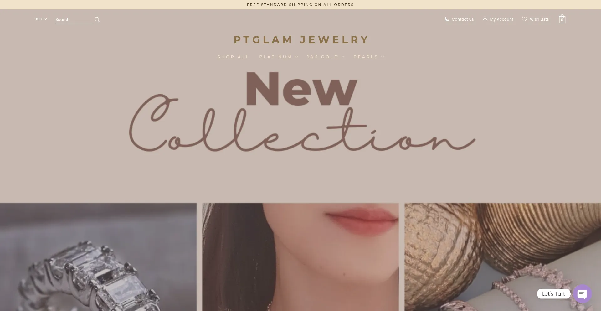 Website screenshot of Ptglam.com