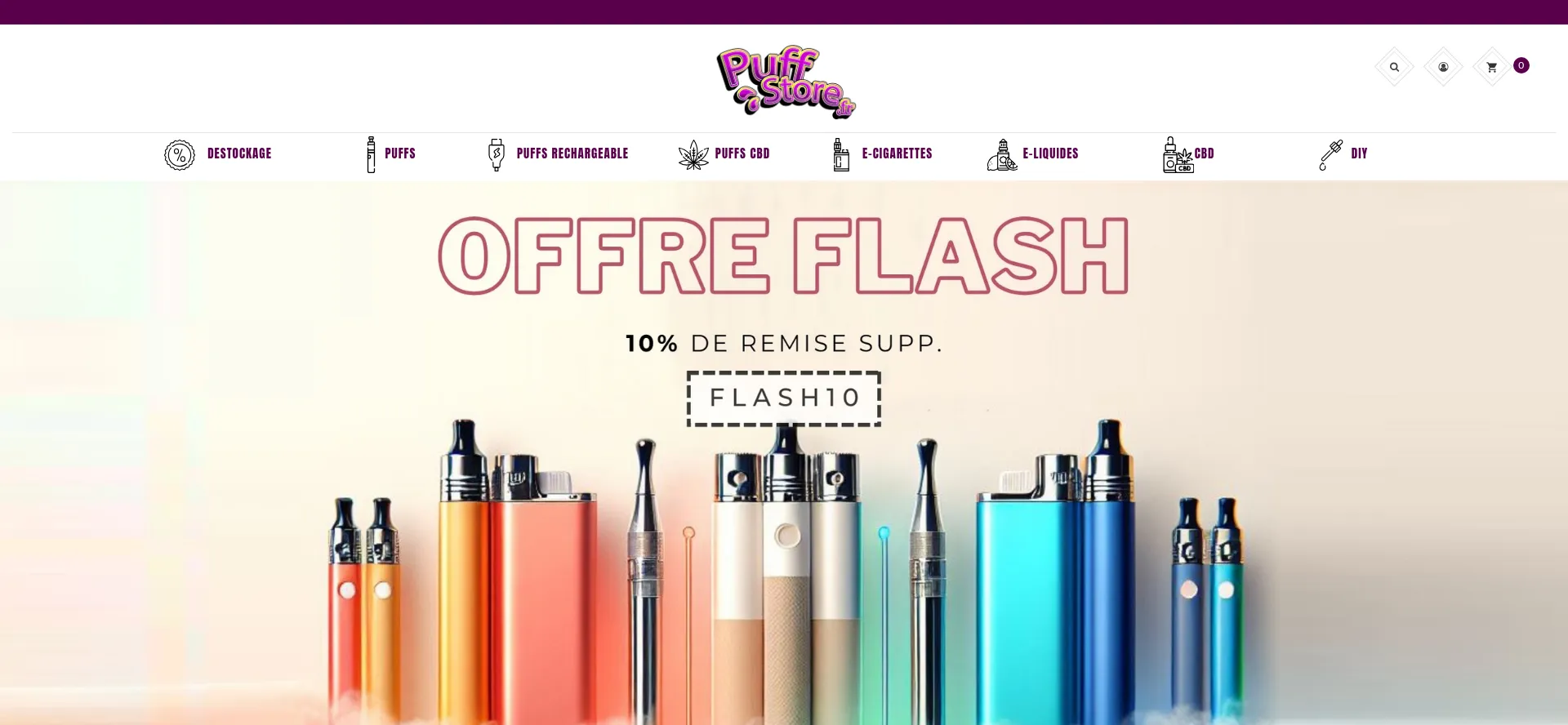 Website screenshot of Puff-store.fr