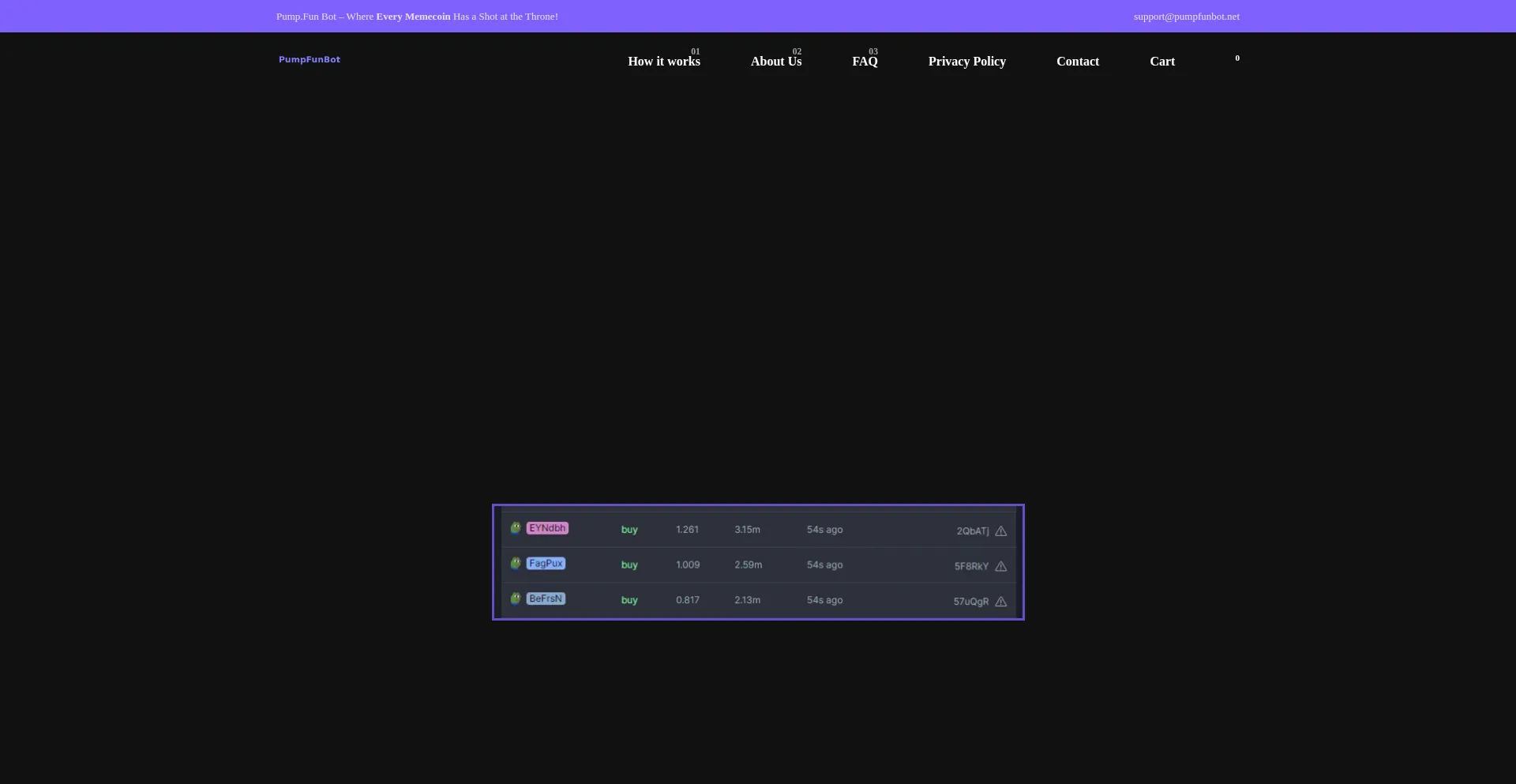 Website screenshot of Pumpfunbot.net