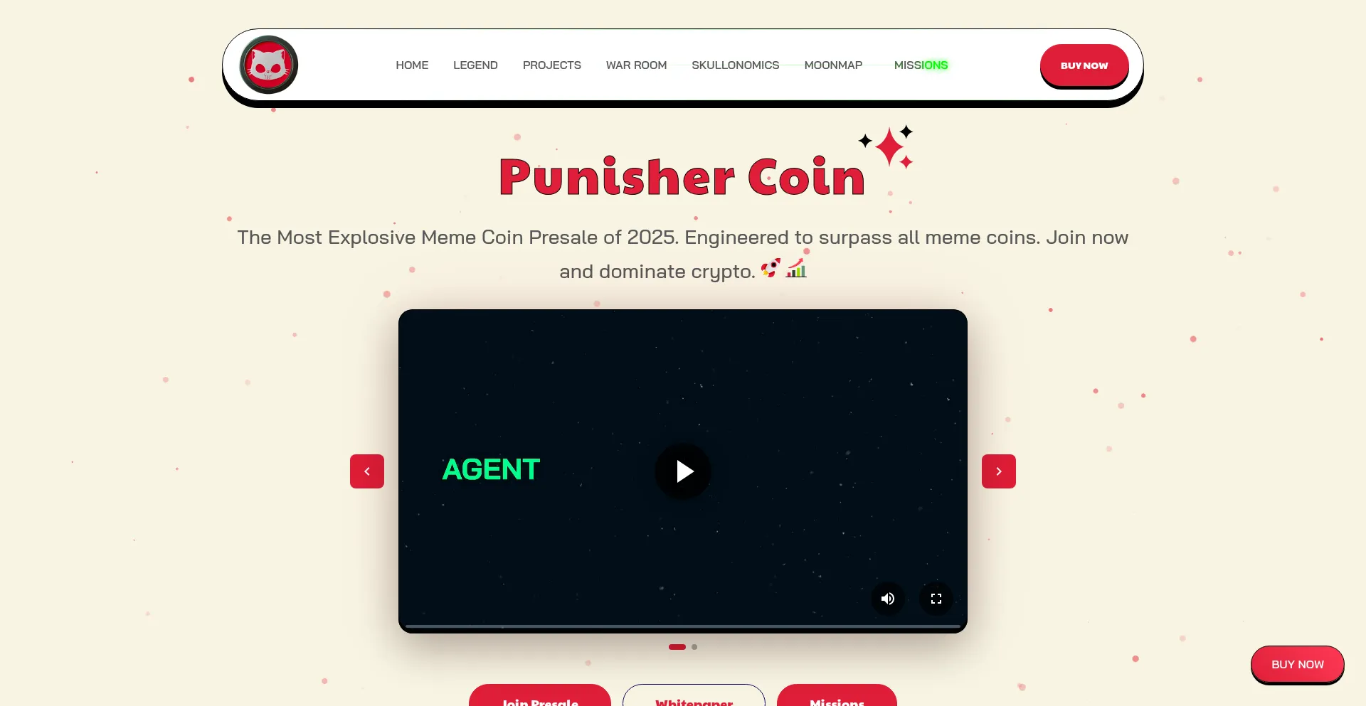 Website screenshot of Punishercoin.com