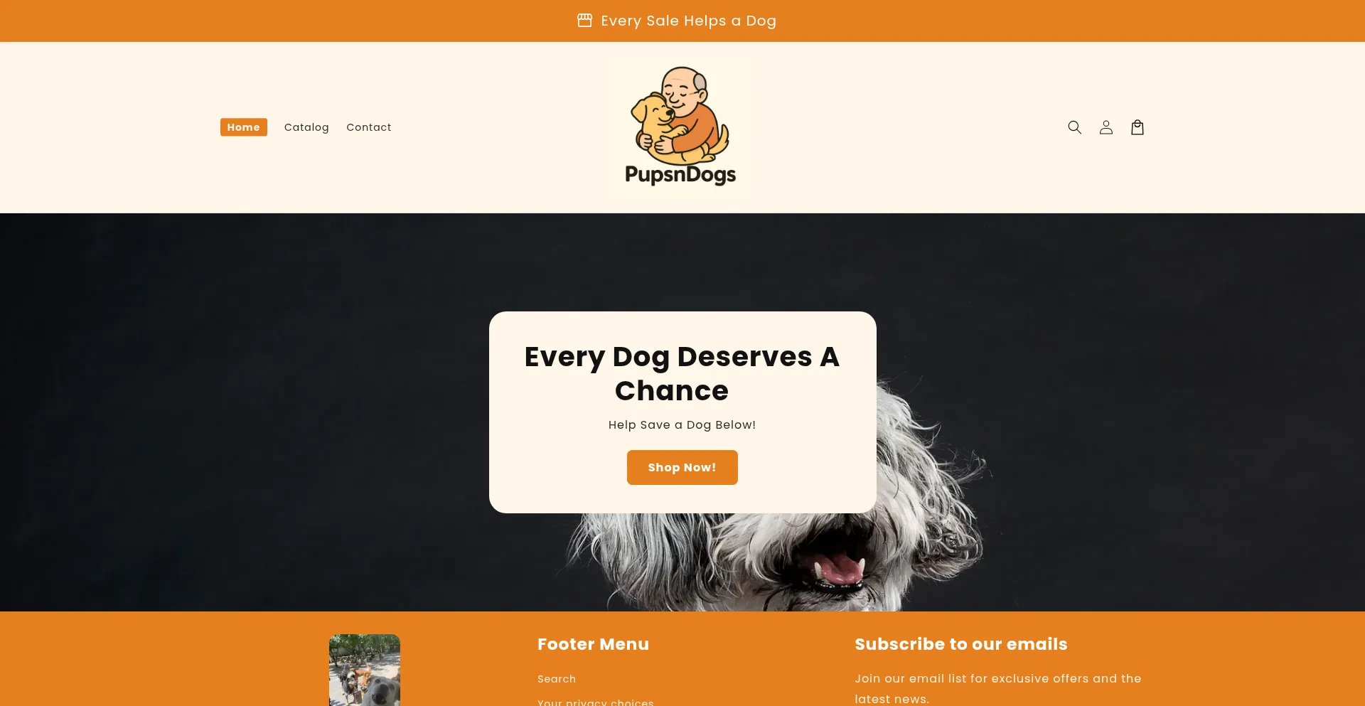 Website screenshot of Pupsndogstore.com