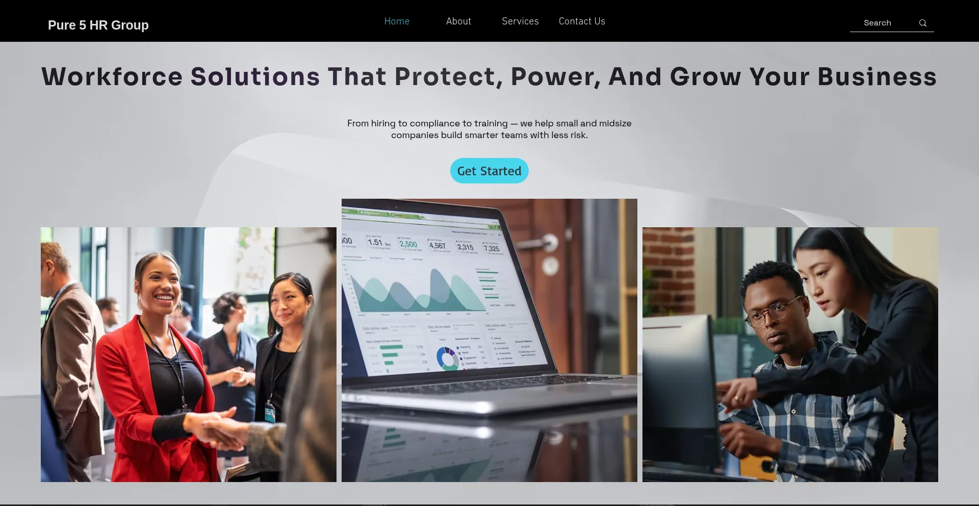 Website screenshot of Pure5hr.com
