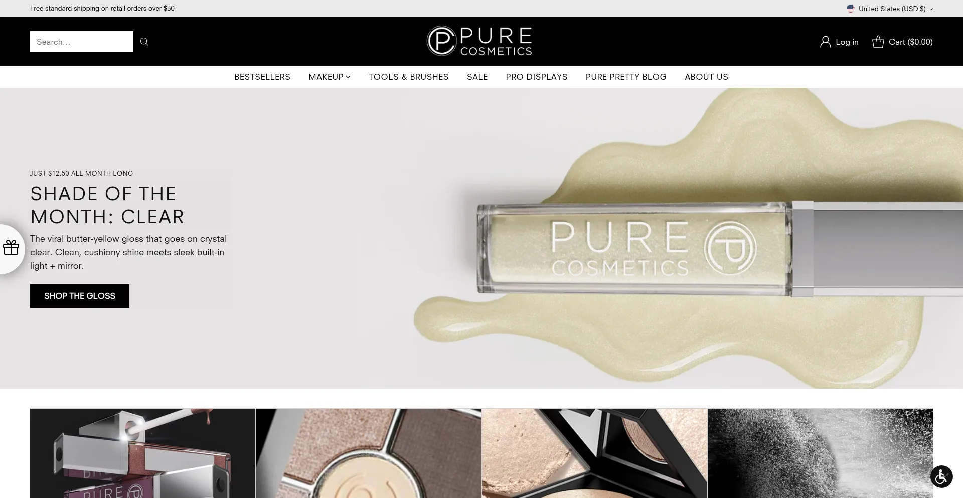 Website screenshot of Purecosmetics.com