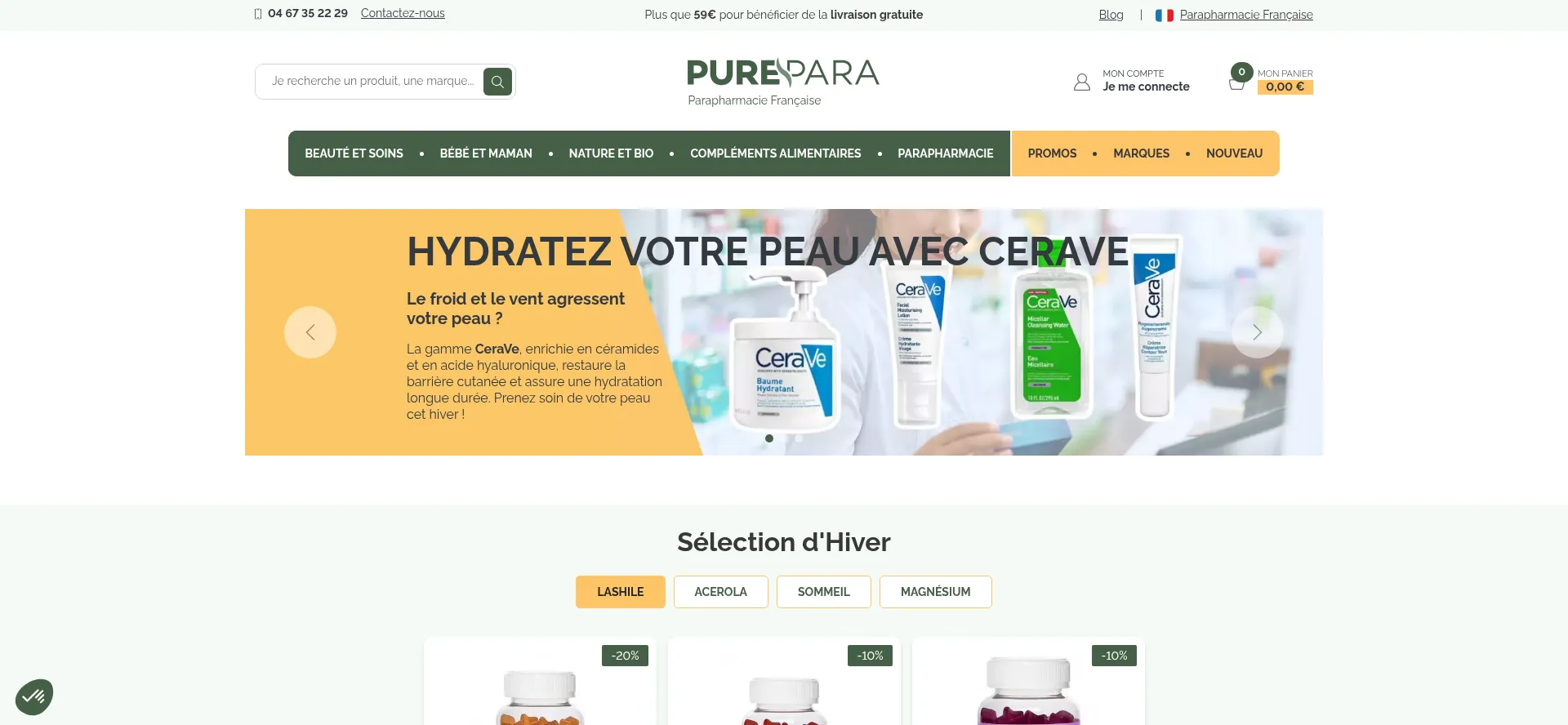 Website screenshot of Purepara.com