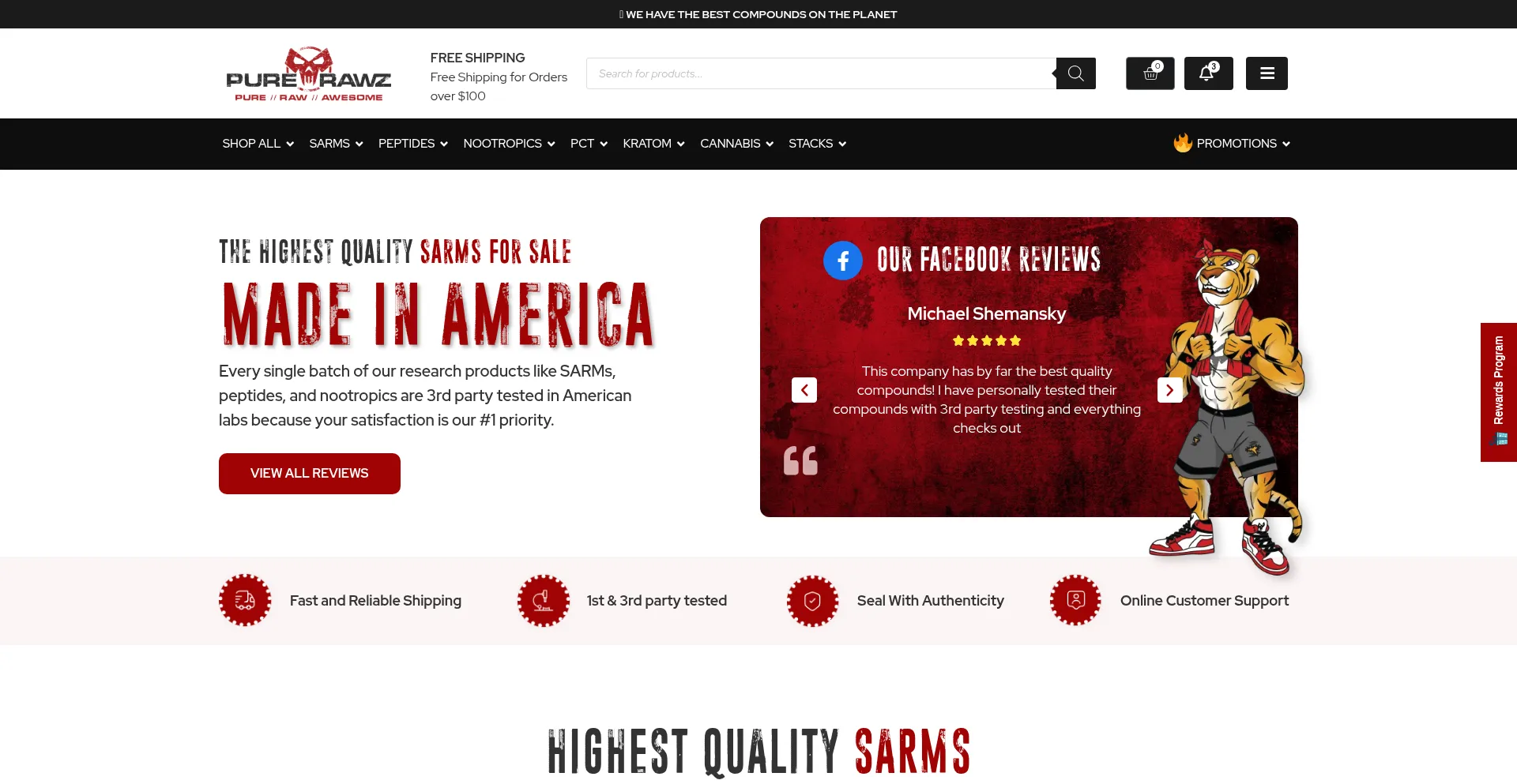 Website screenshot of Purerawz.co