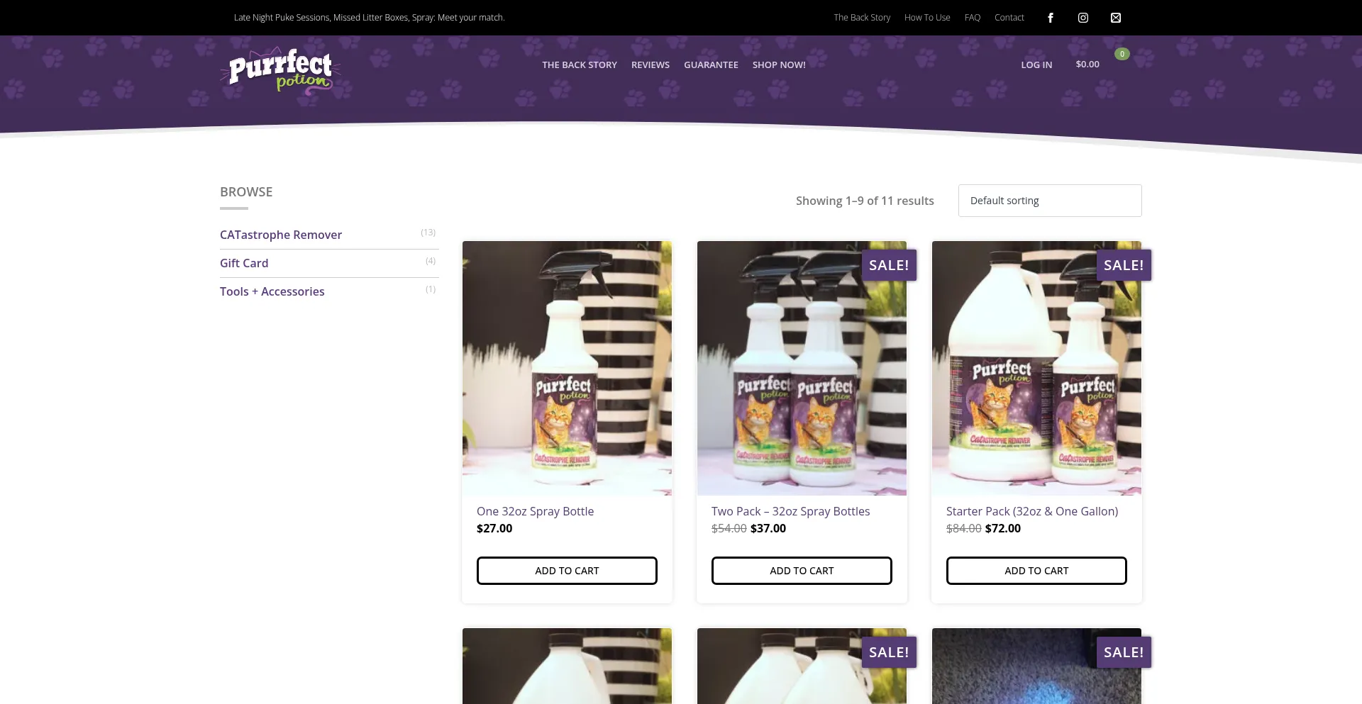 Website screenshot of Purrfectpotion.com