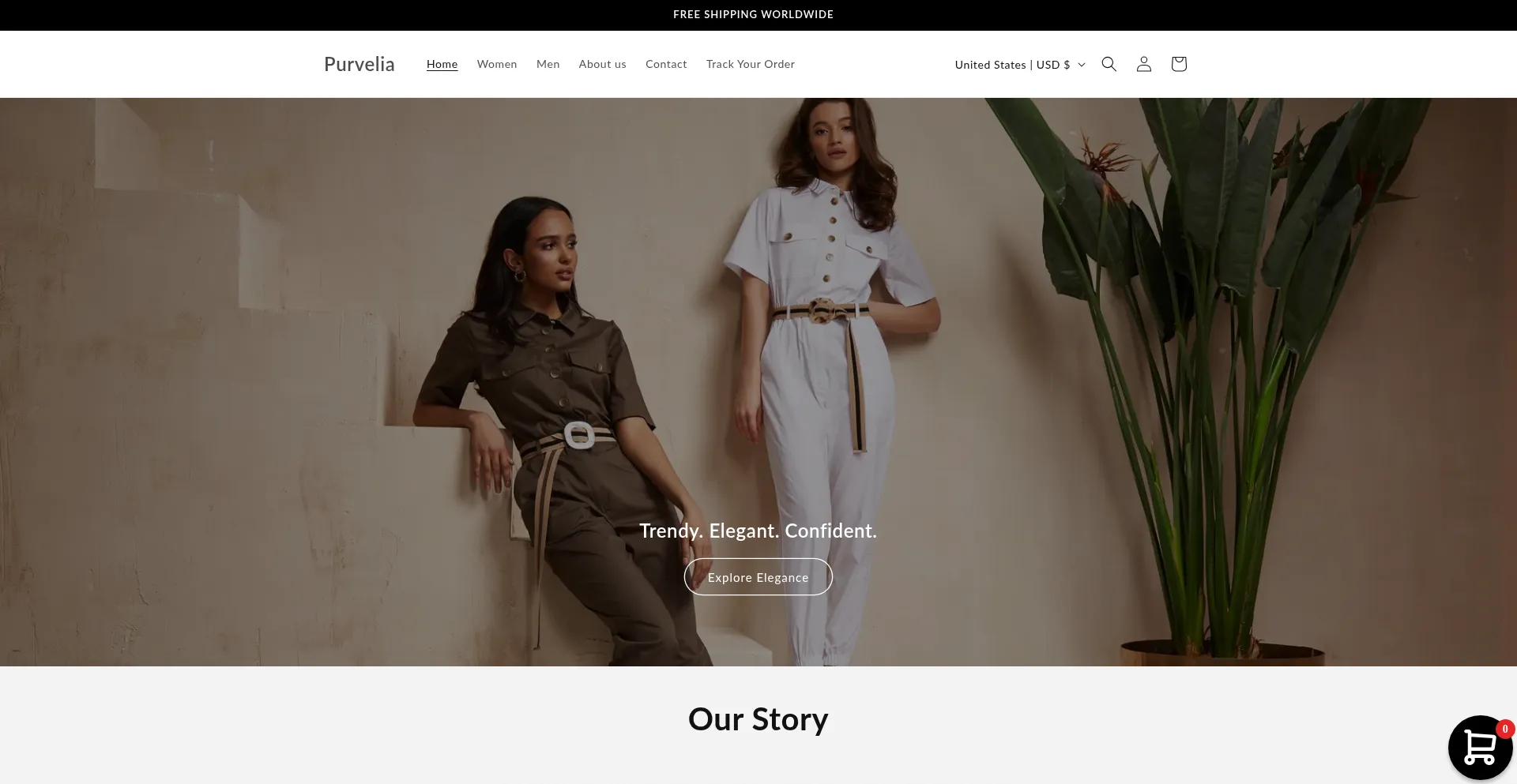 Website screenshot of Purvelia.com