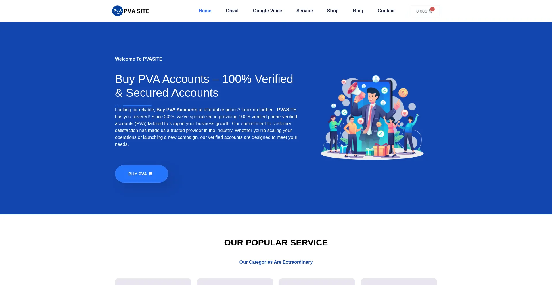 Website screenshot of Pvasite.com