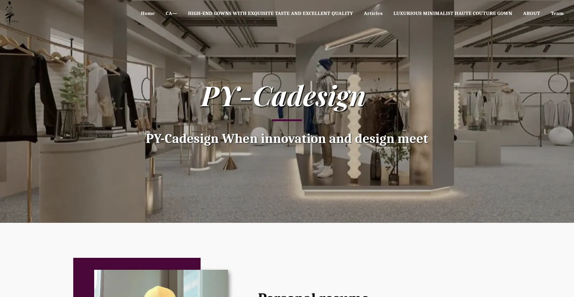 Website screenshot of Py-cadesign.com