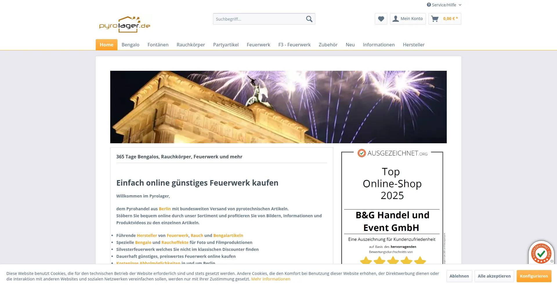 Website screenshot of Pyrolager.de