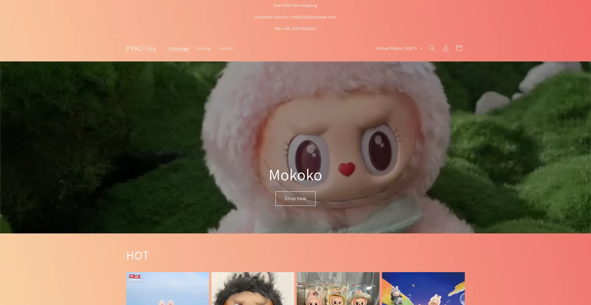 Website screenshot of Pyrotoy.com