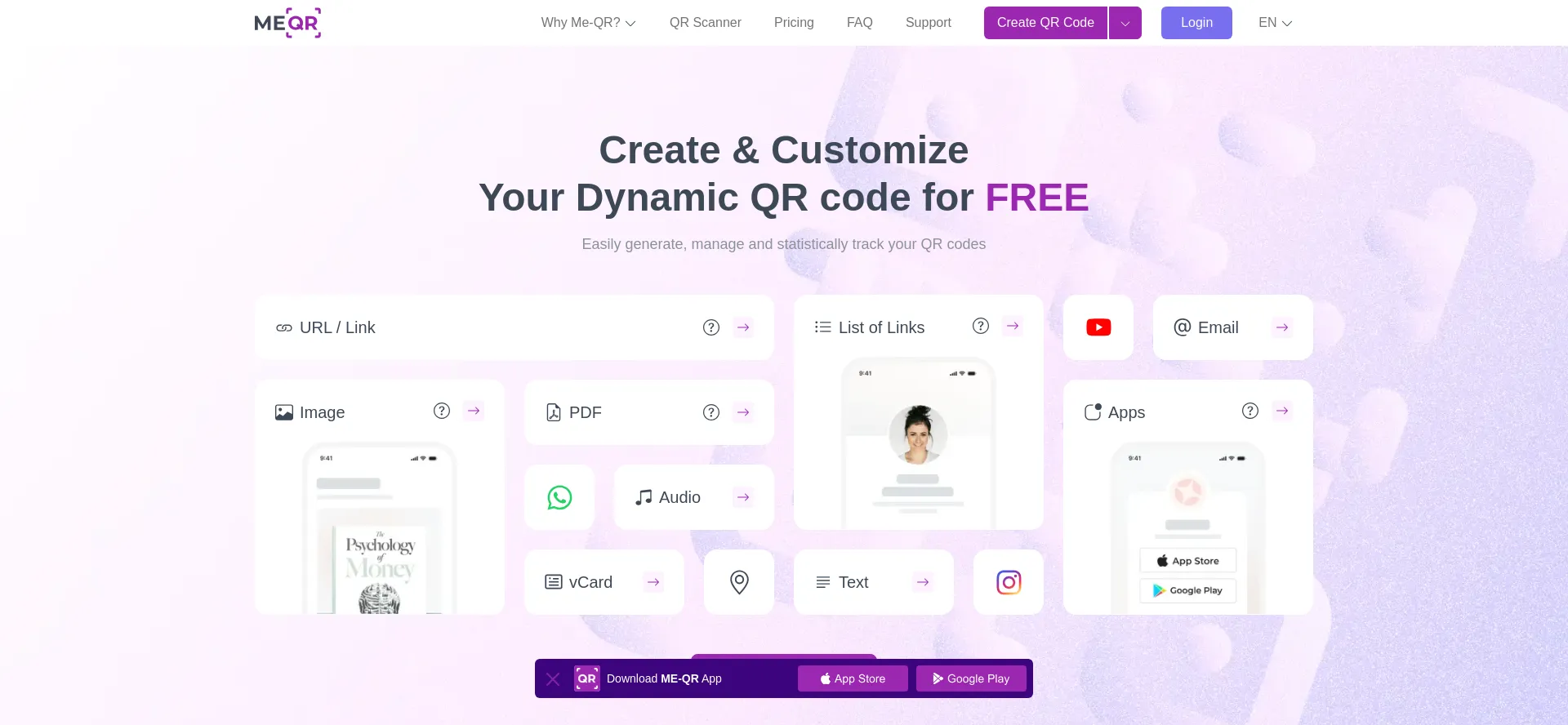 Website screenshot of Qr.me-qr.com