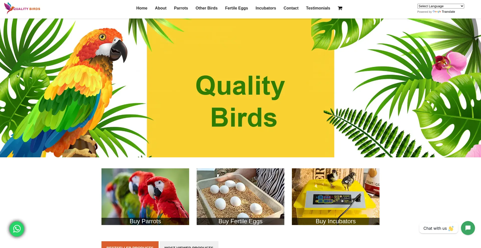 Website screenshot of Qualitybirdsonline.com