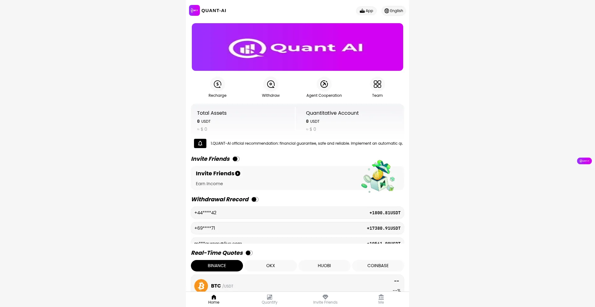 Website screenshot of Quant-ai.org