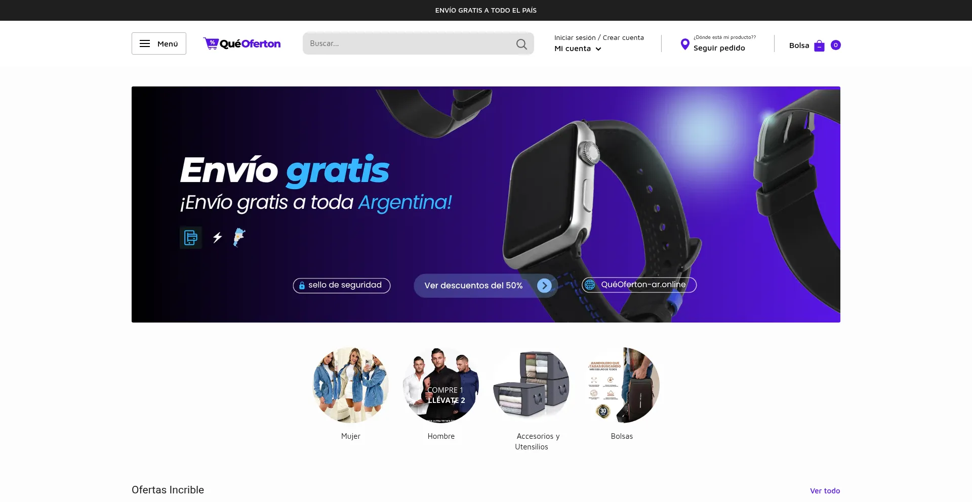 Website screenshot of Que-oferton.online
