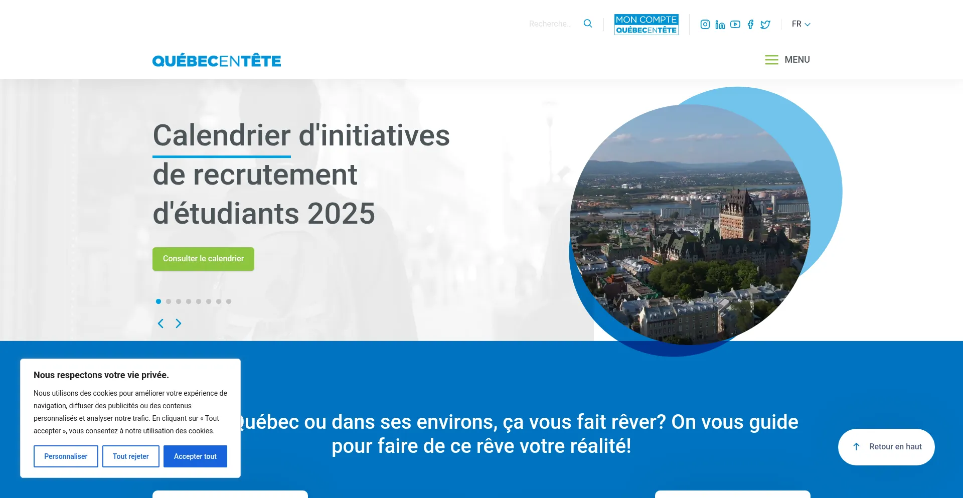 Website screenshot of Quebecentete.com