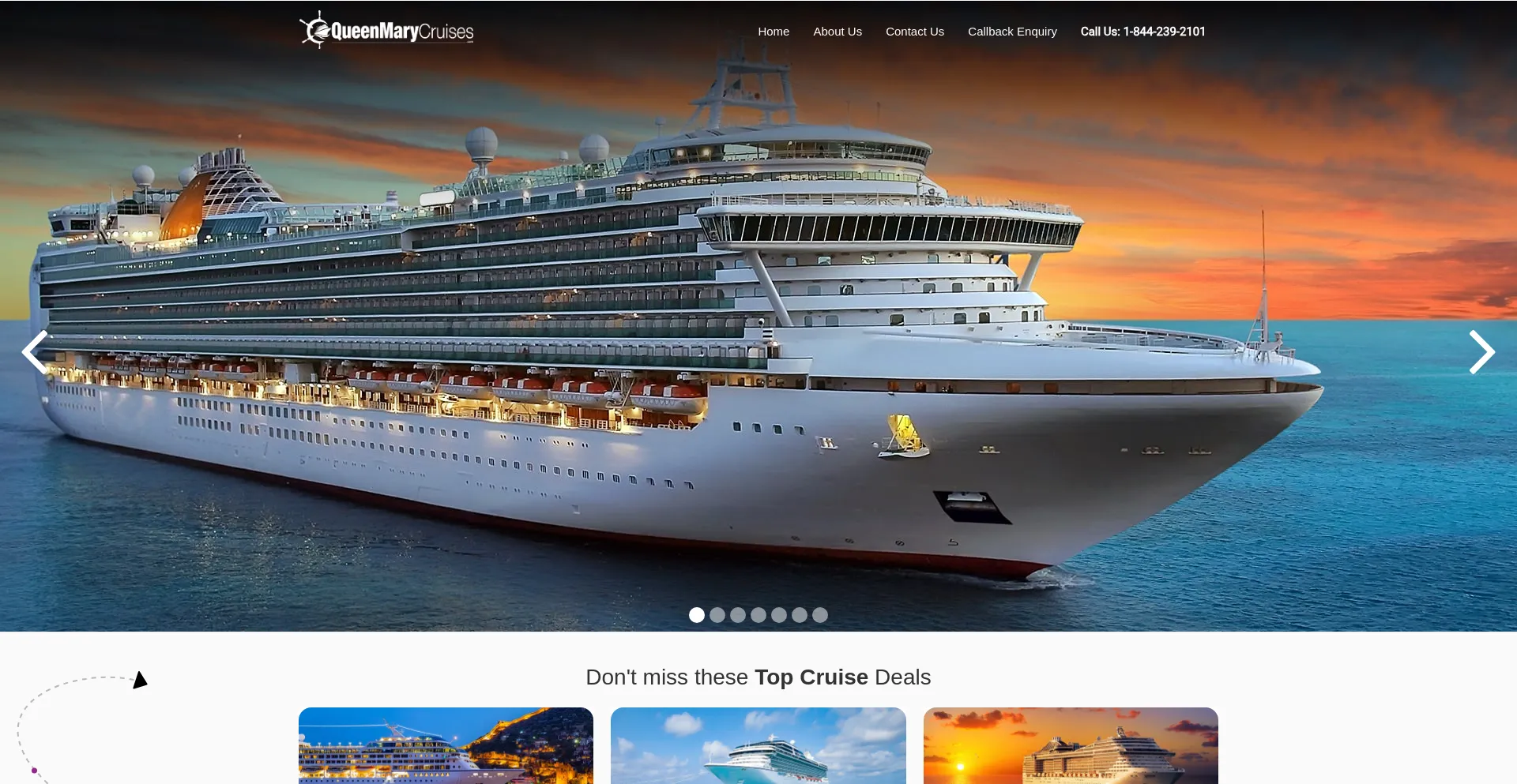 Website screenshot of Queenmarycruises.com