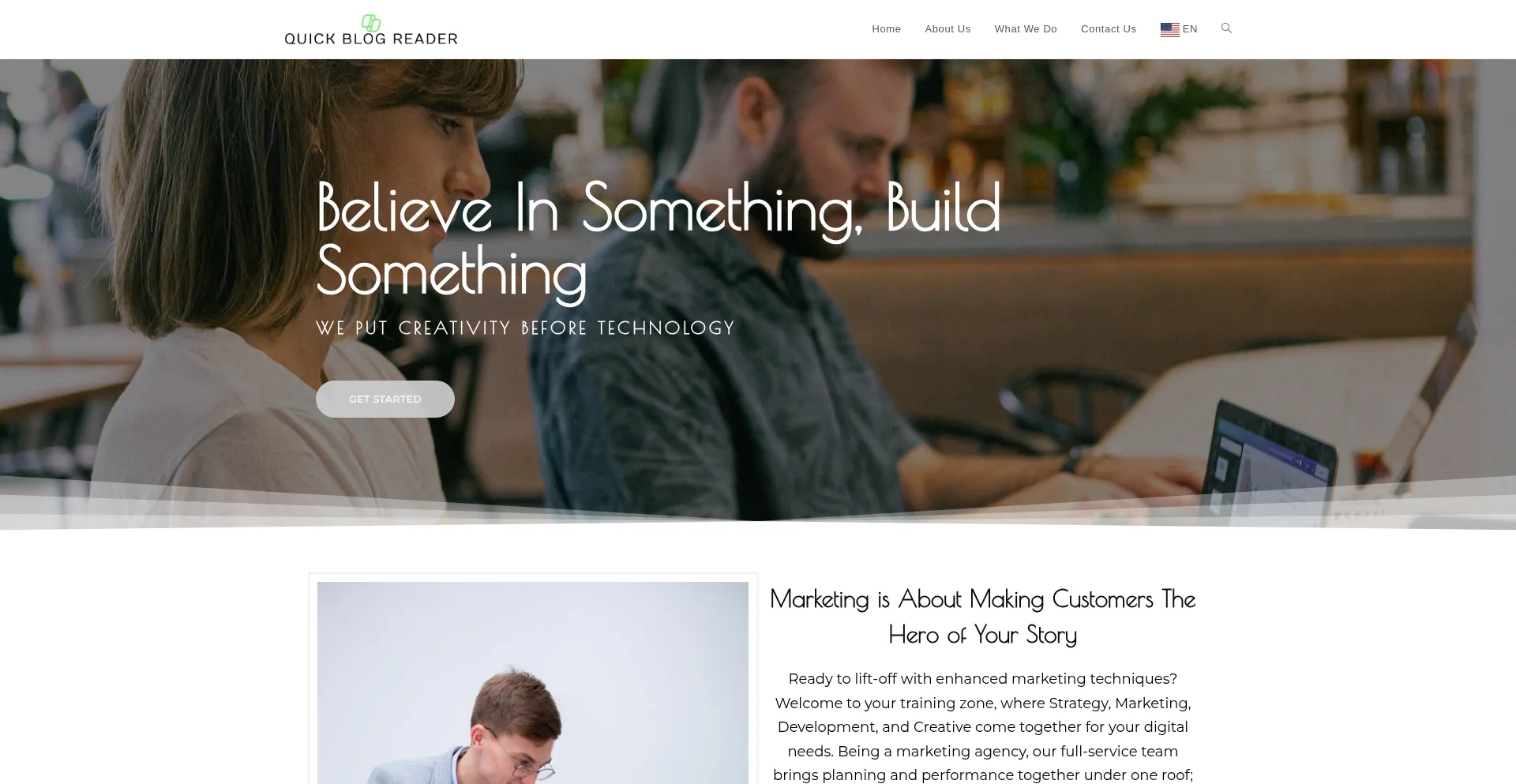Website screenshot of Quick-blog-reader.com