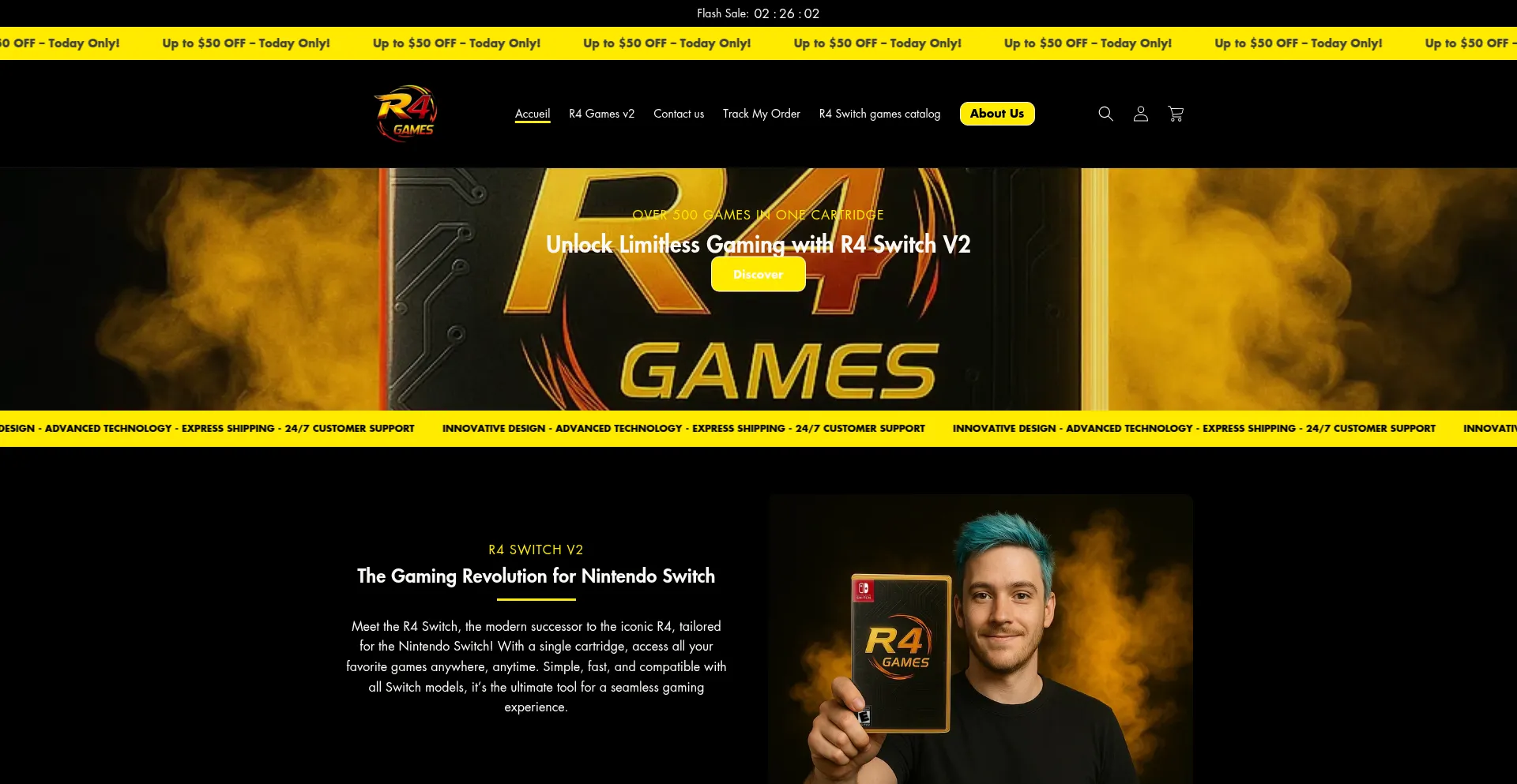 Website screenshot of R4games-us.com