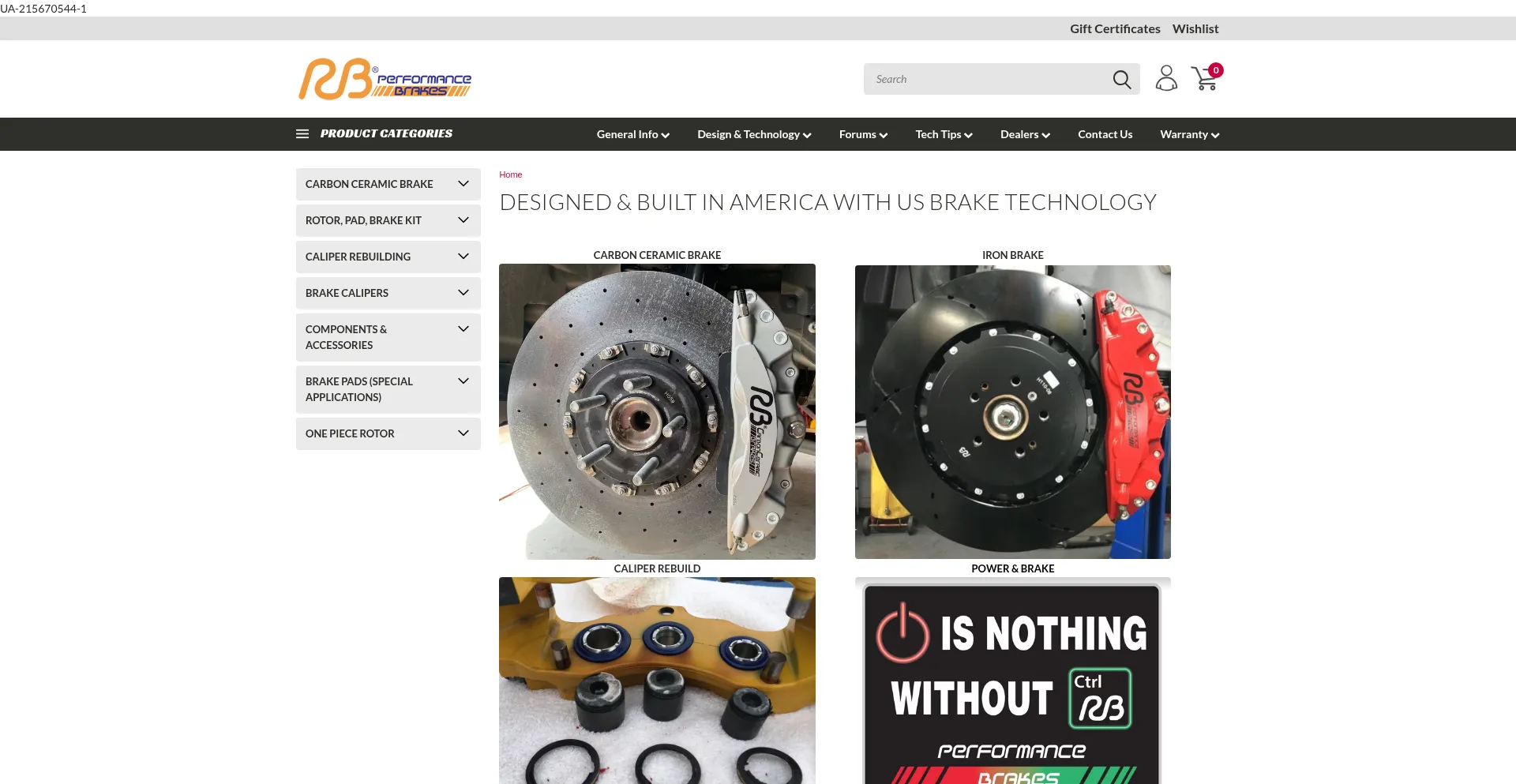 Website screenshot of Racingbrake.com