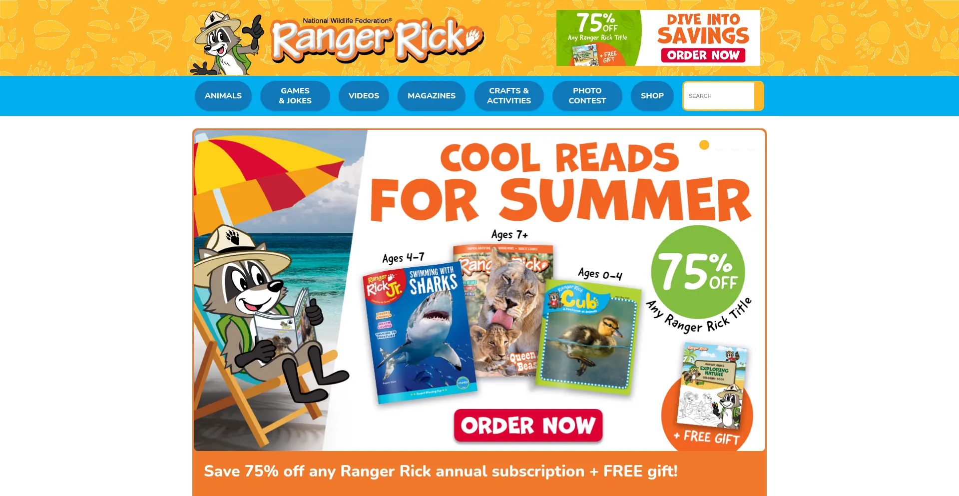 Website screenshot of Rangerrick.com