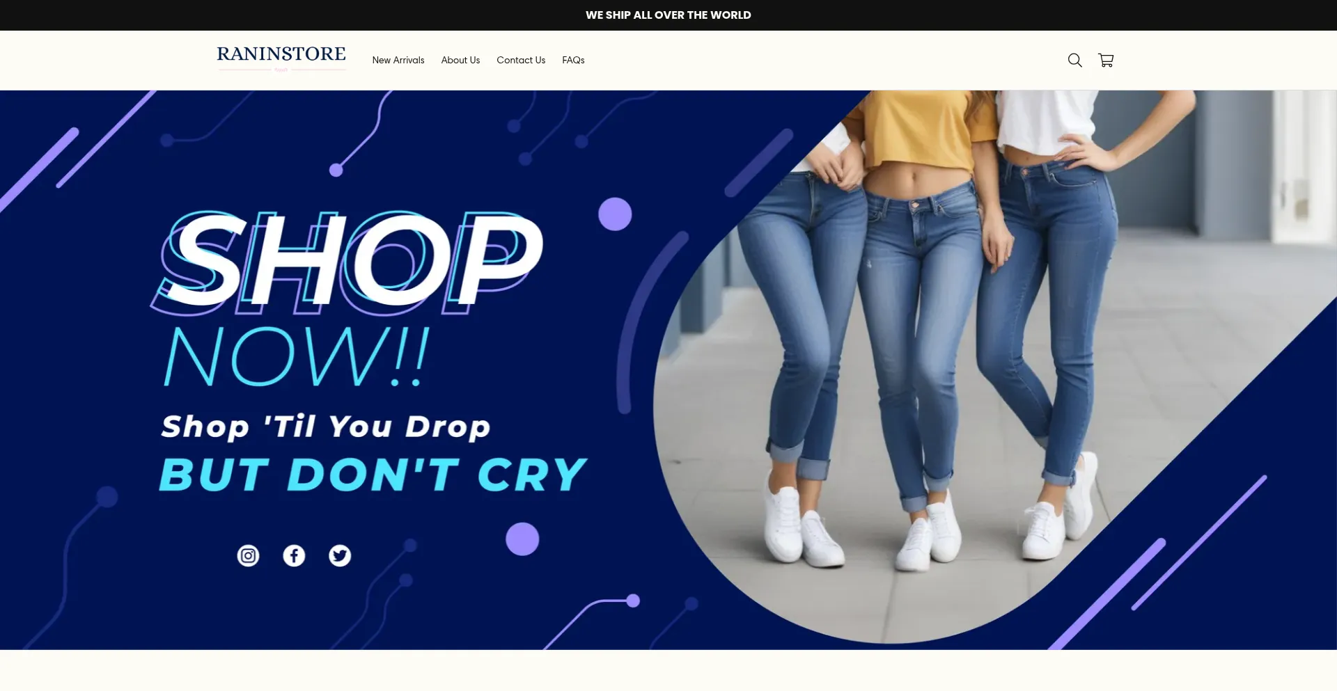 Website screenshot of Raninstore.com