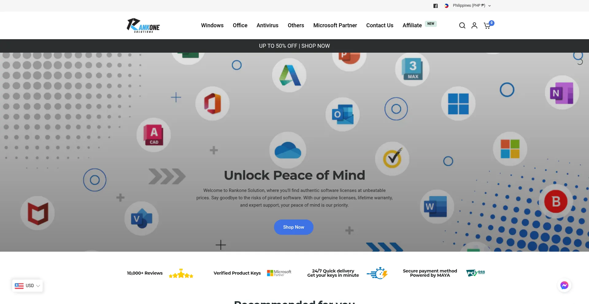 Website screenshot of Rankonesolution.com