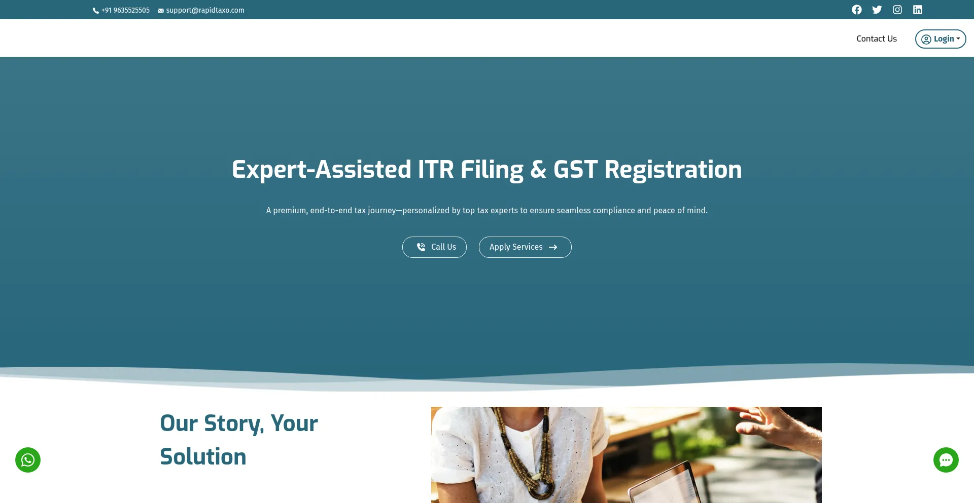 Website screenshot of Rapidtaxo.com