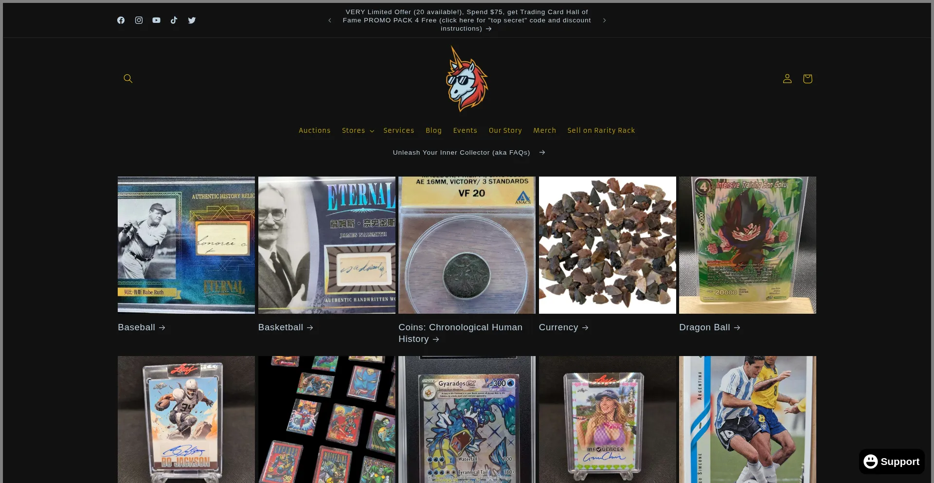 Website screenshot of Rarity-rack.com
