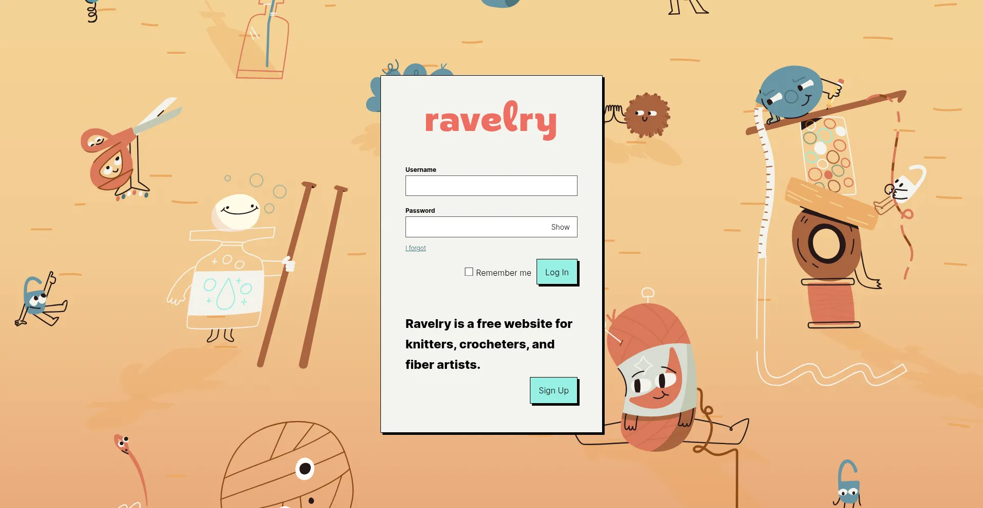 Website screenshot of Ravelry.com