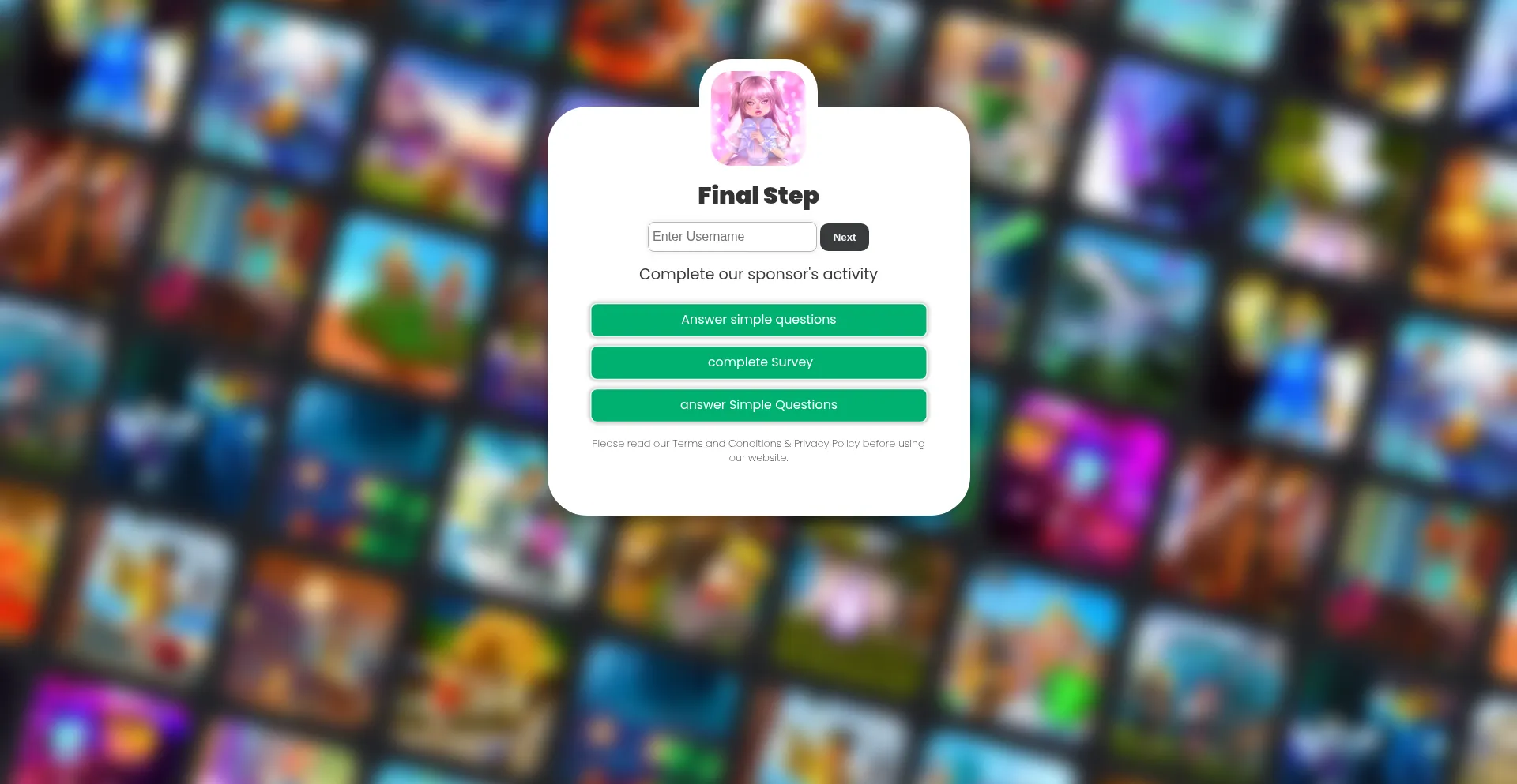 Website screenshot of Rbxrain.click