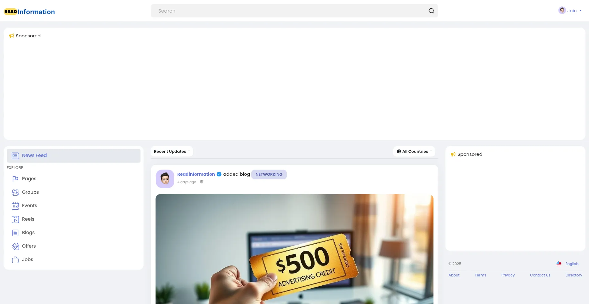 Website screenshot of Readinformation.com