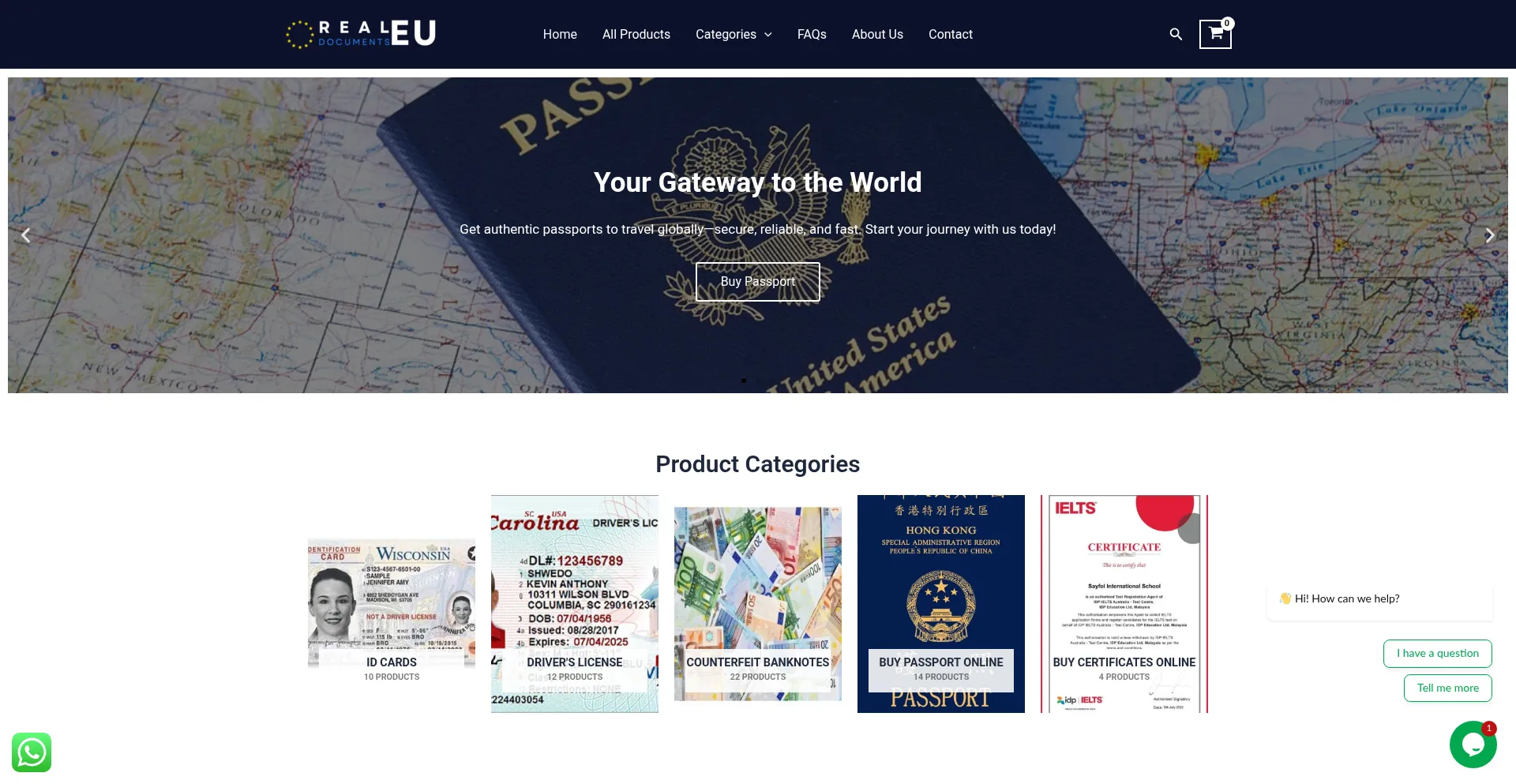 Website screenshot of Realdocumentseu.com