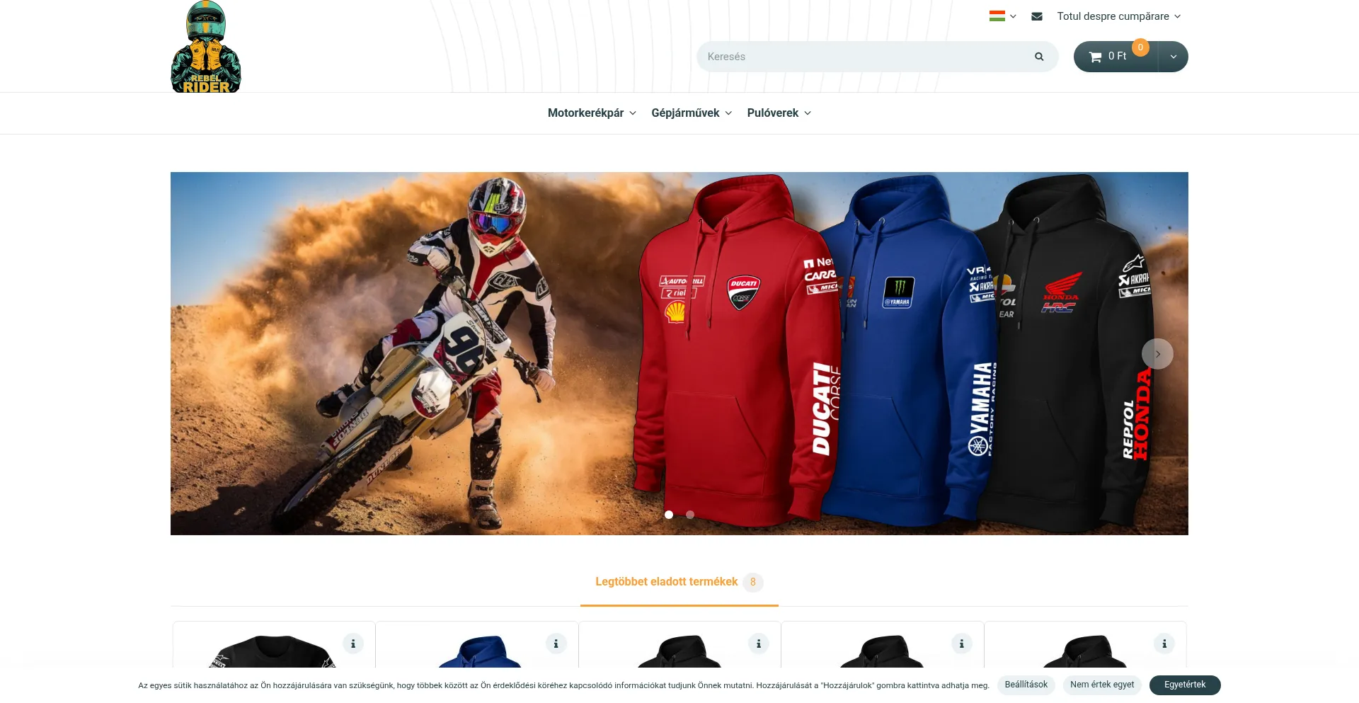 Website screenshot of Rebelrider.hu