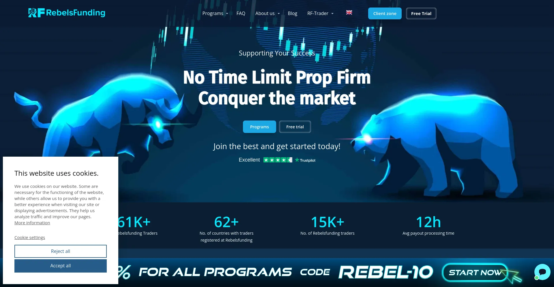 Website screenshot of Rebelsfunding.com