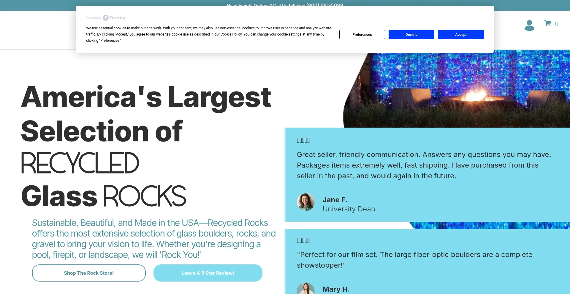 Website screenshot of Recycled-rocks.com