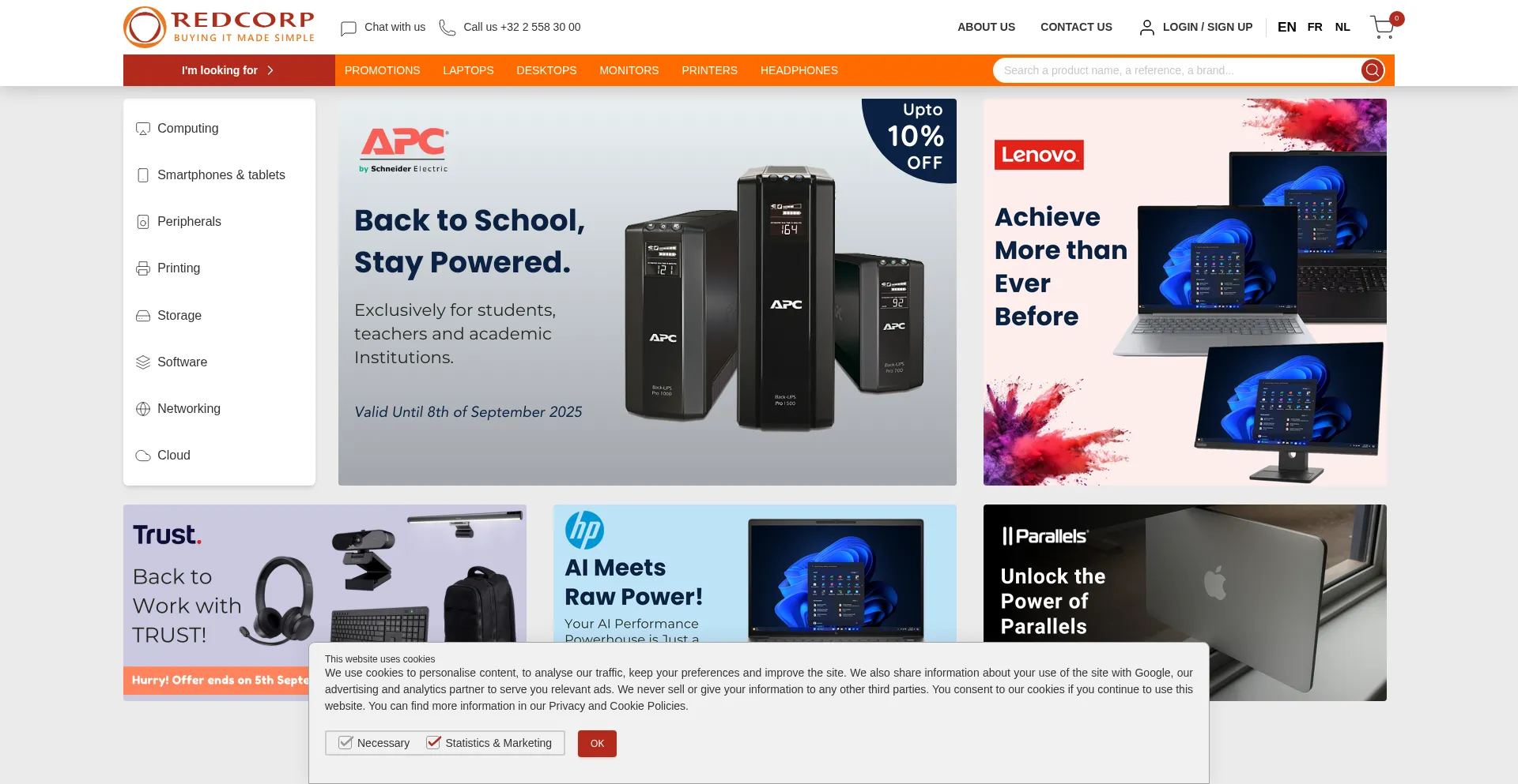 Website screenshot of Redcorp.com