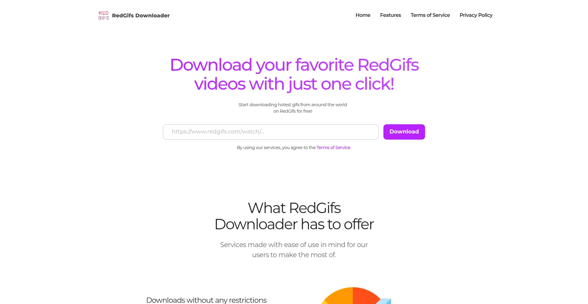 Website screenshot of Redgifsdownloader.org