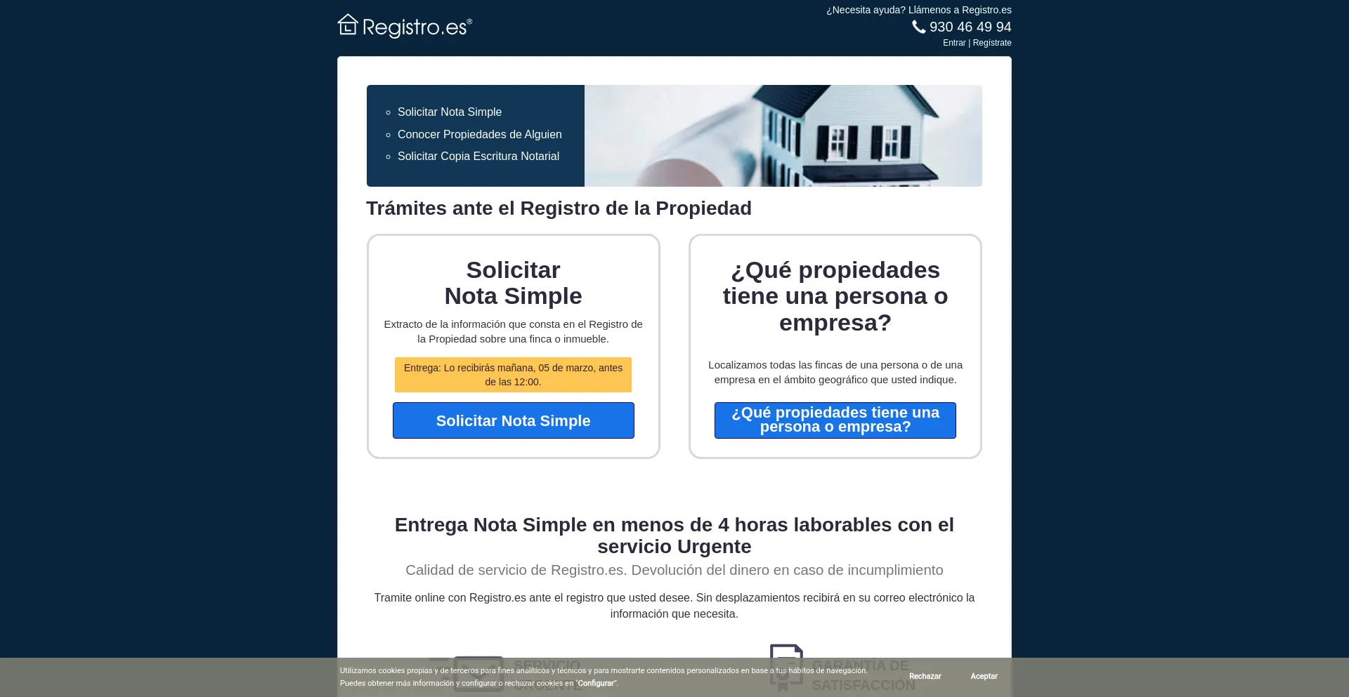 Website screenshot of Registro.es