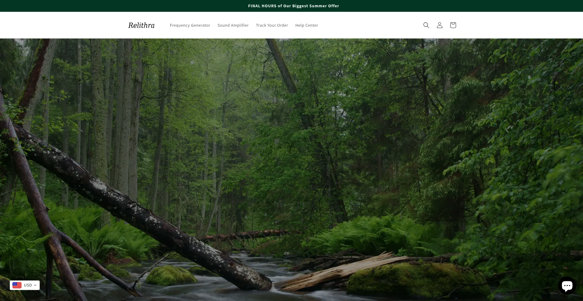 Website screenshot of Relithra.com