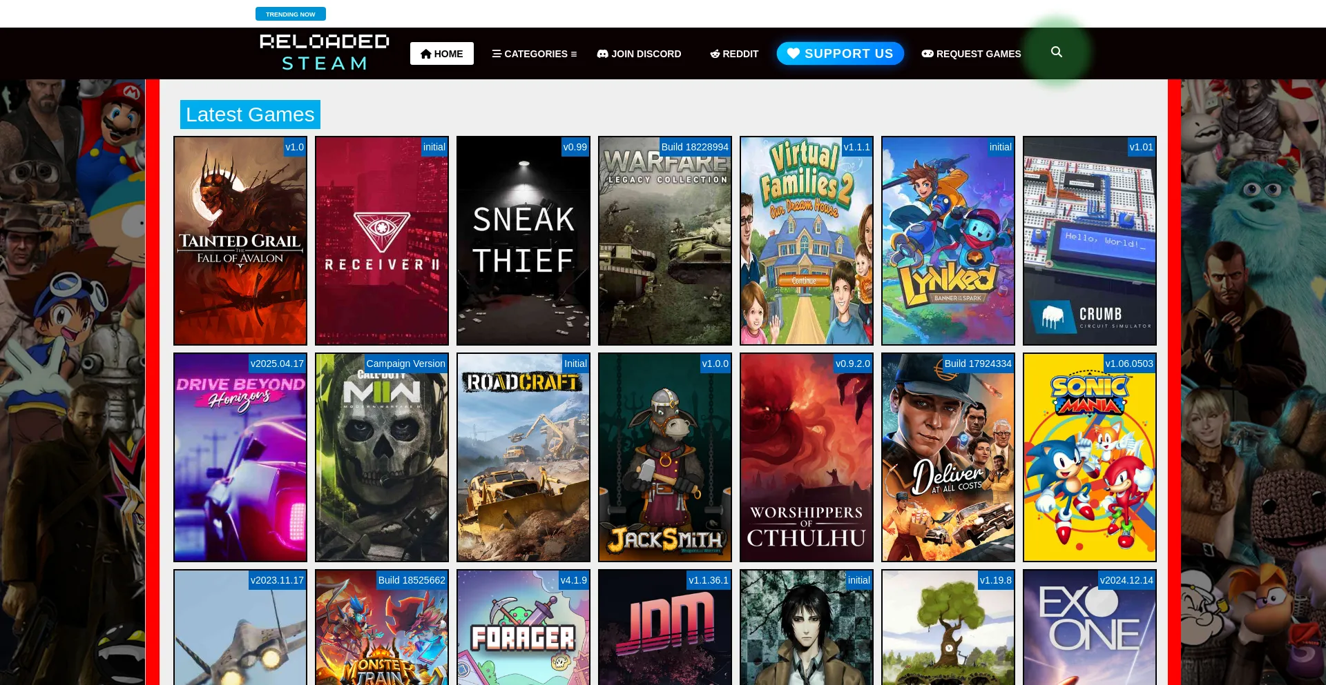 Website screenshot of Reloadedsteam.com