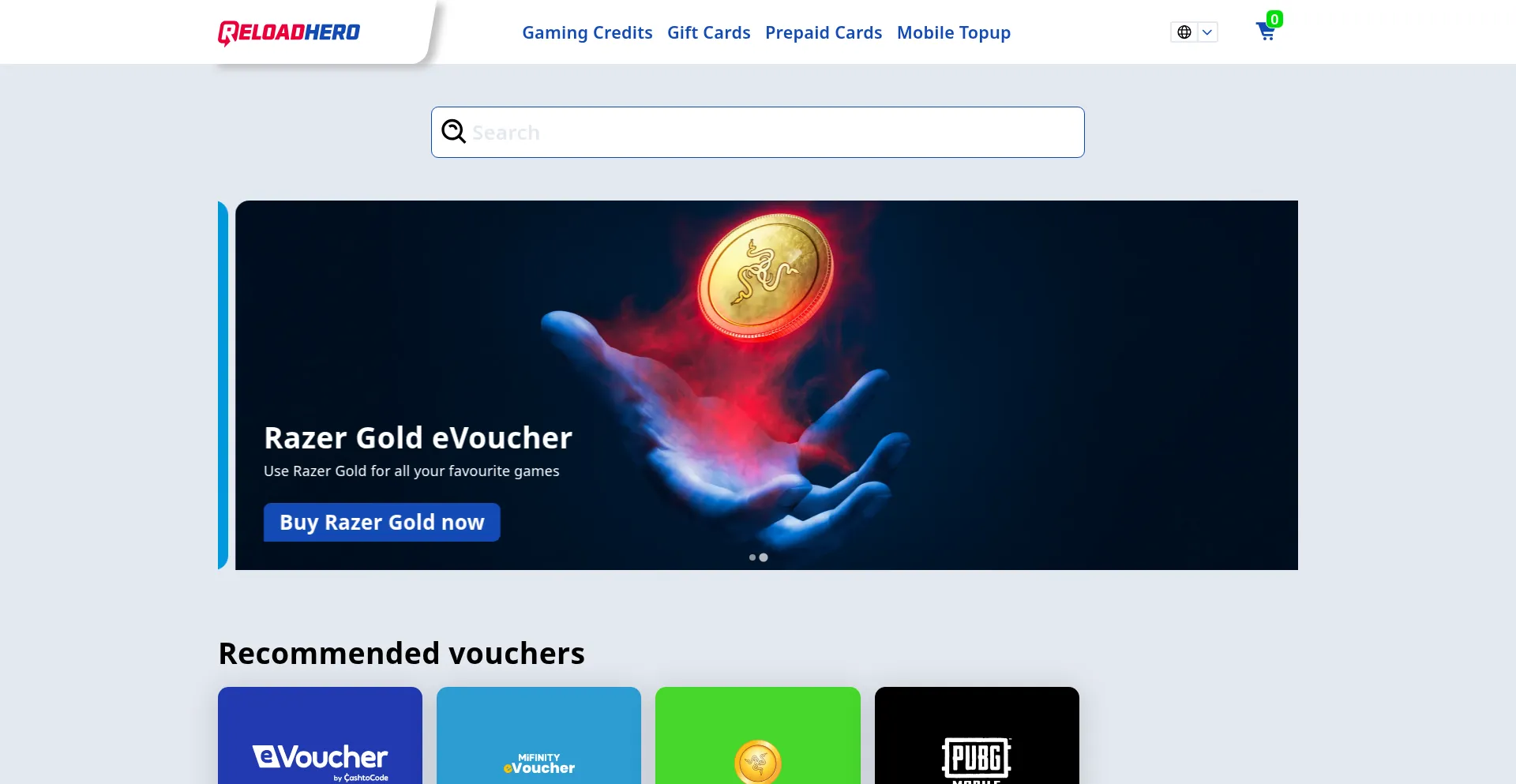 Website screenshot of Reloadhero.com