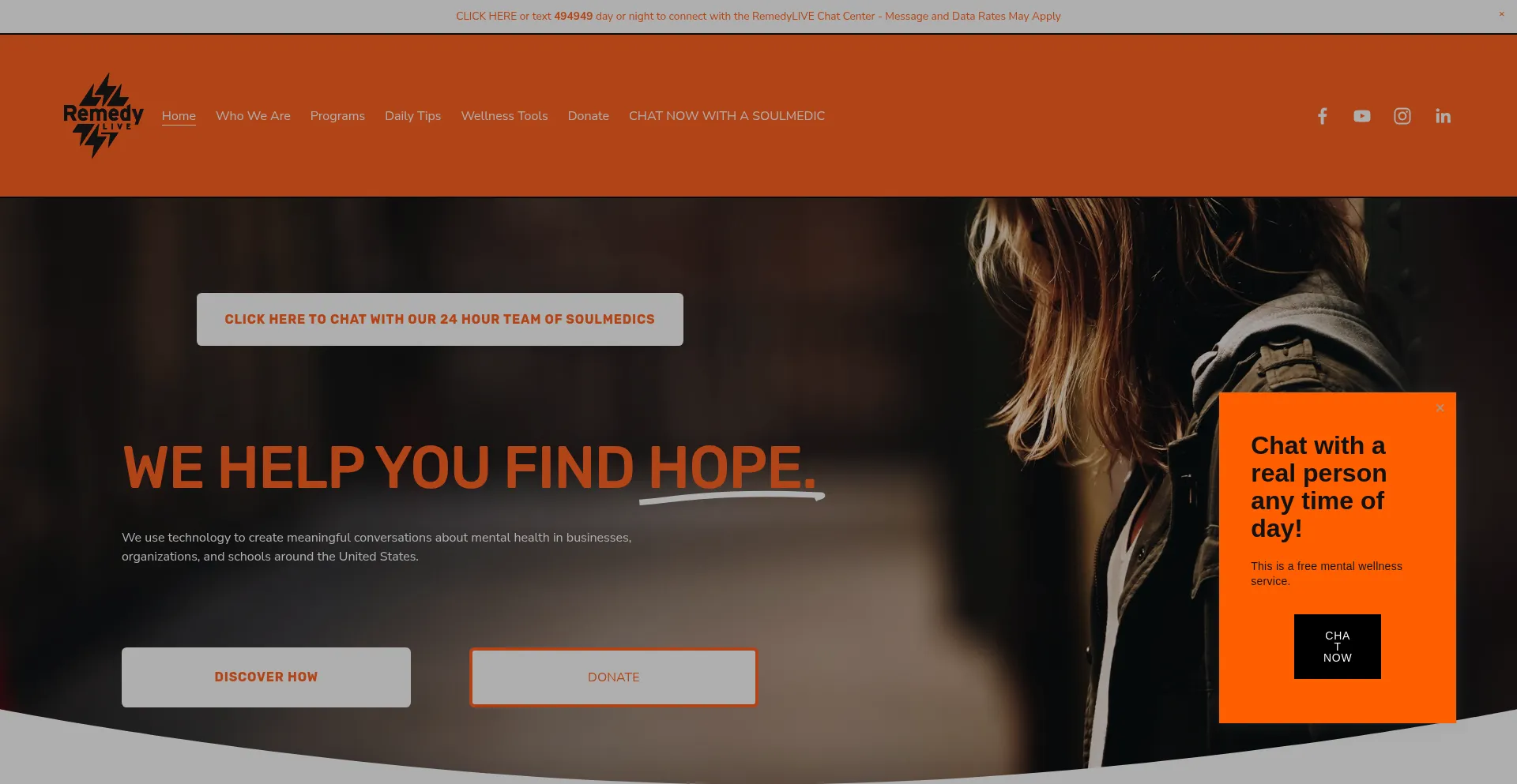 Website screenshot of Remedylive.com