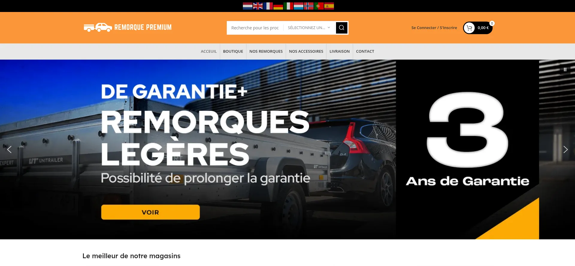 Website screenshot of Remorque-premium.com