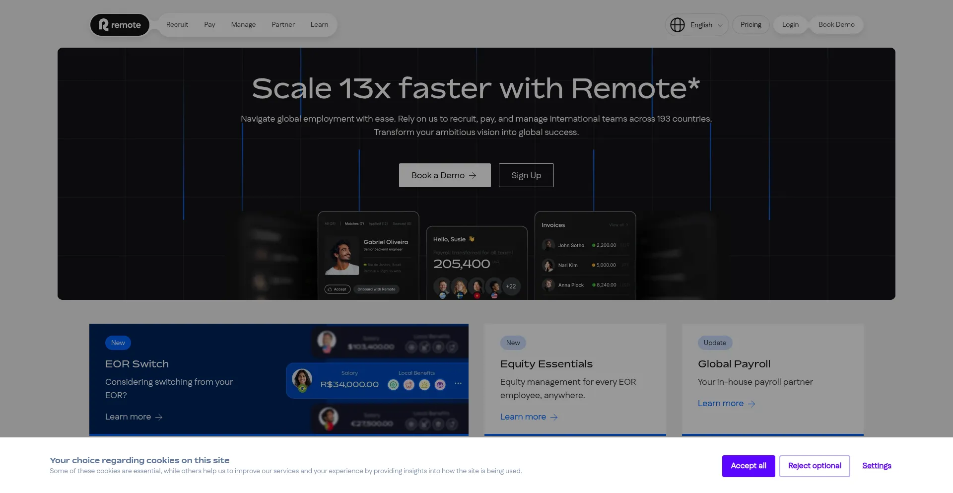 Website screenshot of Remote.com
