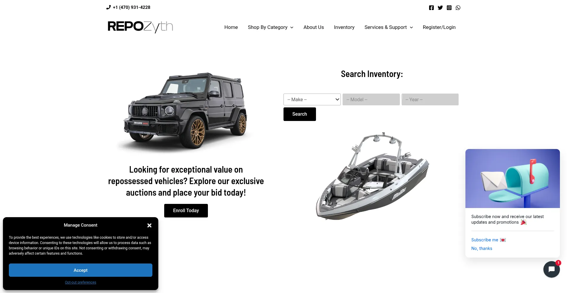 Website screenshot of Repozyth.com