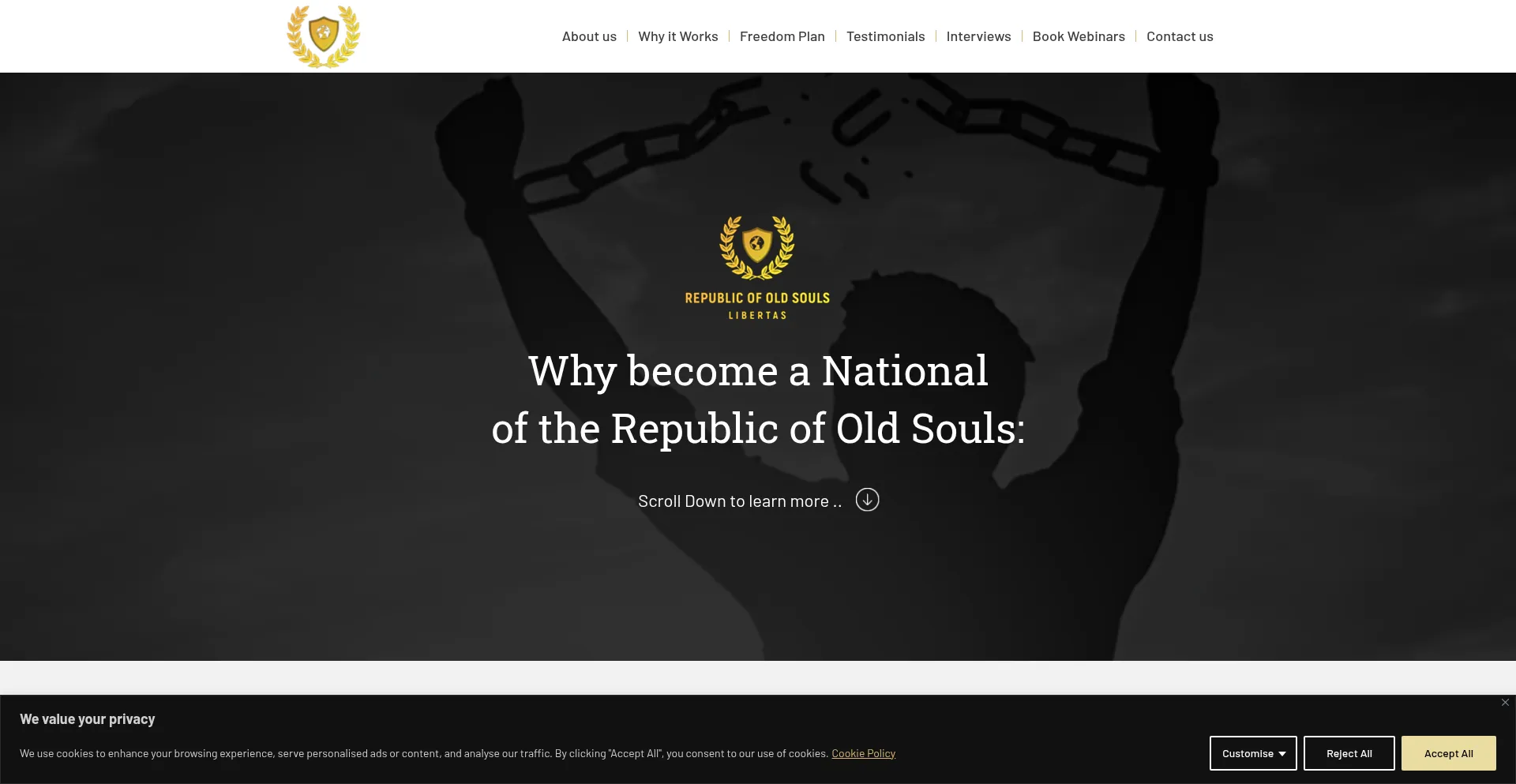 Website screenshot of Republicofoldsouls.com