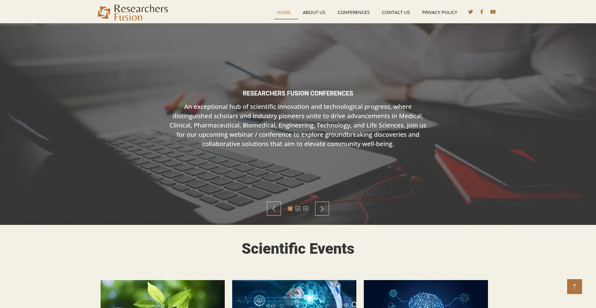 Website screenshot of Researchersfusion.com