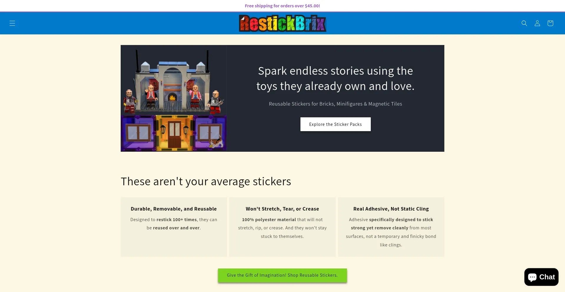 Website screenshot of Restickbrix.com